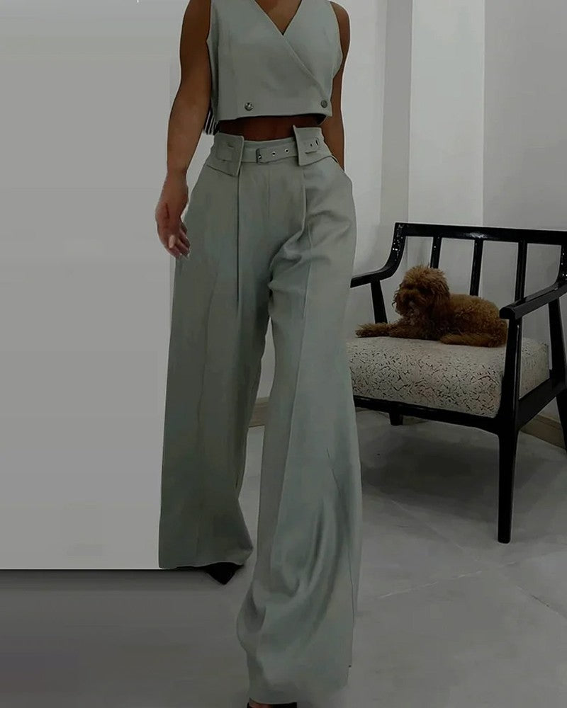 Ensemble deux pièces JAZZ avec gilet à col en V et pantalon