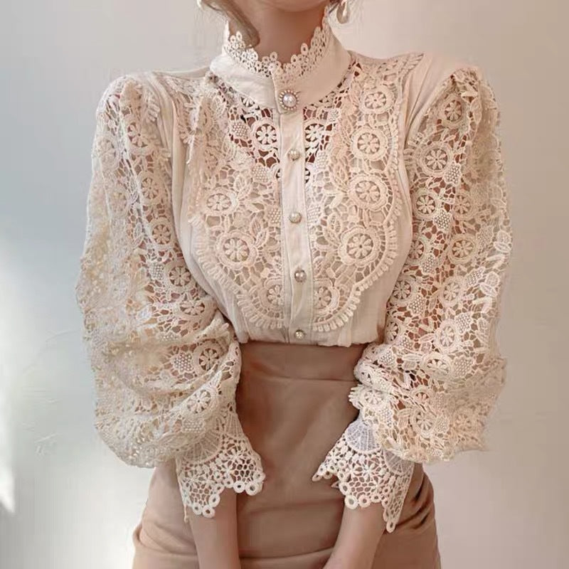 Vintage boutonné manches longues avec dentelle et accouplement