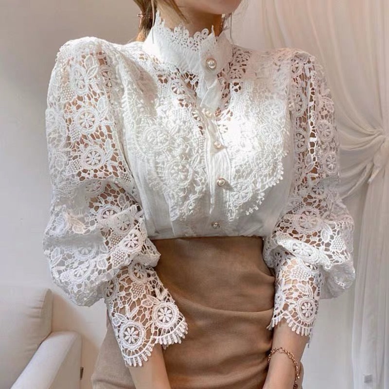 Vintage boutonné manches longues avec dentelle et accouplement
