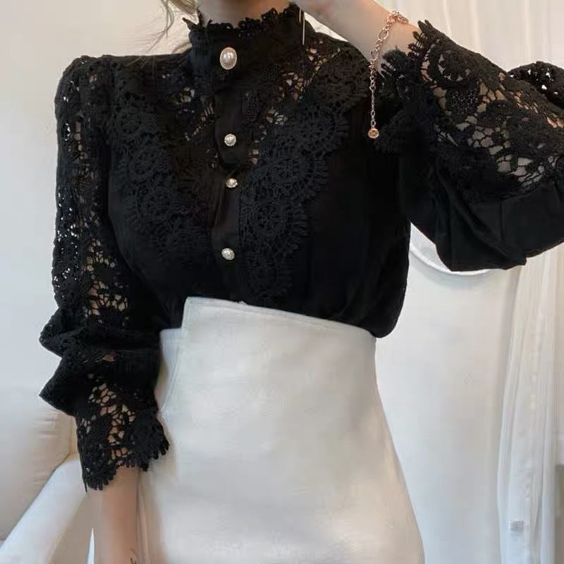 Vintage boutonné manches longues avec dentelle et accouplement