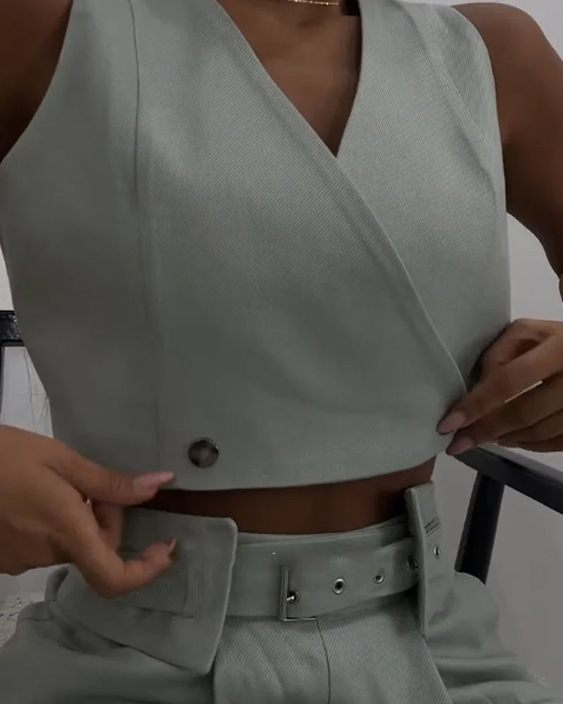Ensemble deux pièces JAZZ avec gilet à col en V et pantalon