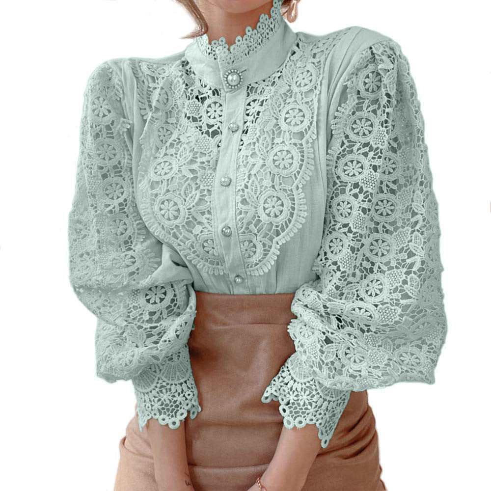 Vintage boutonné manches longues avec dentelle et accouplement